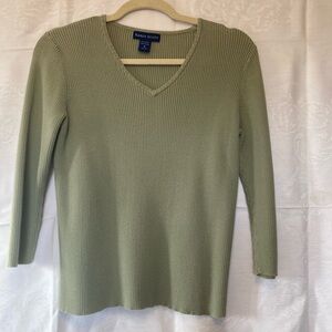 Karen Scott Womens %100 Cotton Green Sweater Size Small